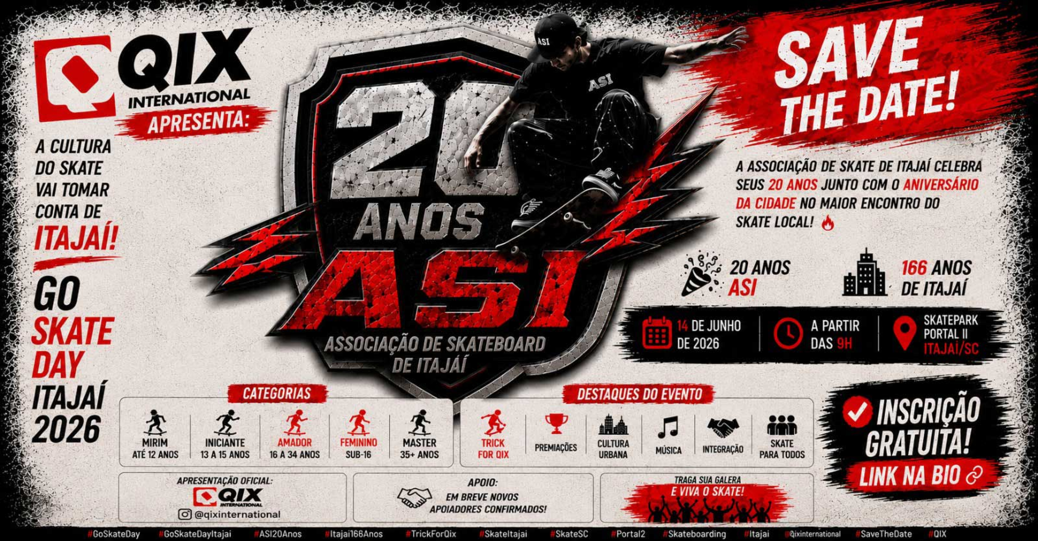 🛹 Inscrição do GO SKATE DAY 2026 - ASI 20 anos 🏁 | ASI